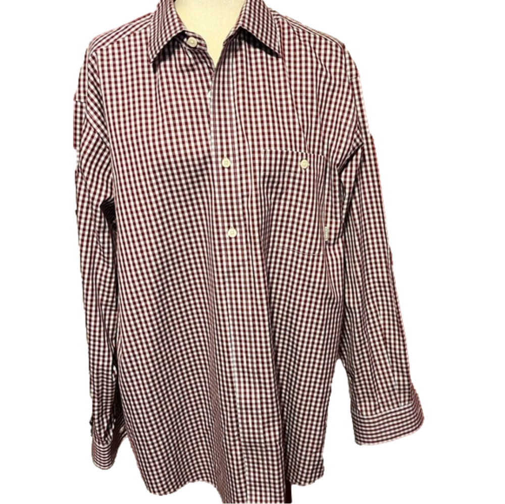 Orvis Red White Check Button Men’s Shirt L